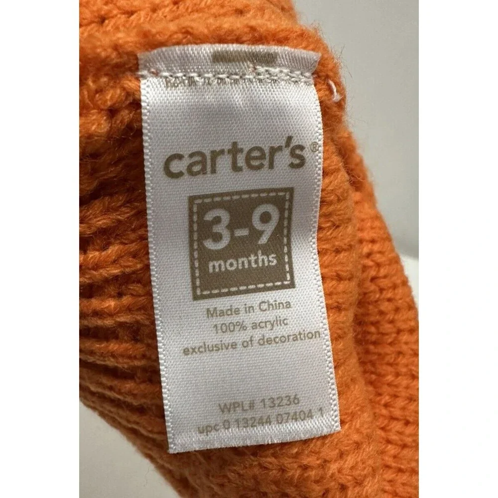 Carter’s baby girl size 3 to 9 months winter orange hat